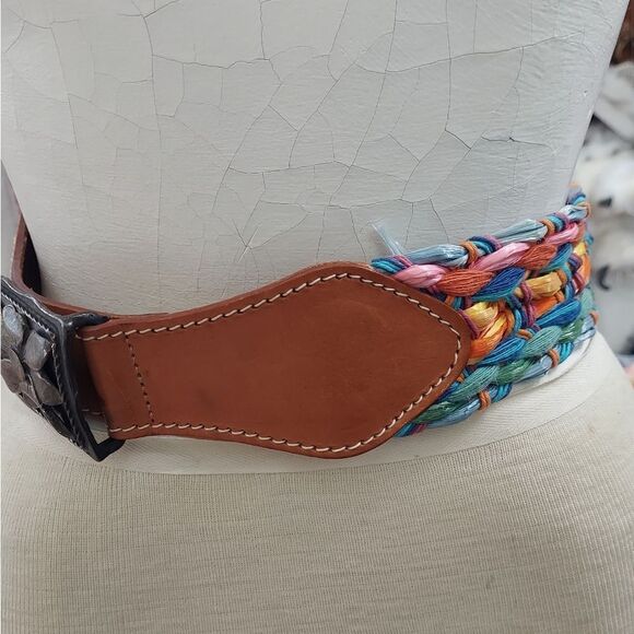 Vintage Express Braided Raffia Leather Belt Size S - Picture 4 of 10